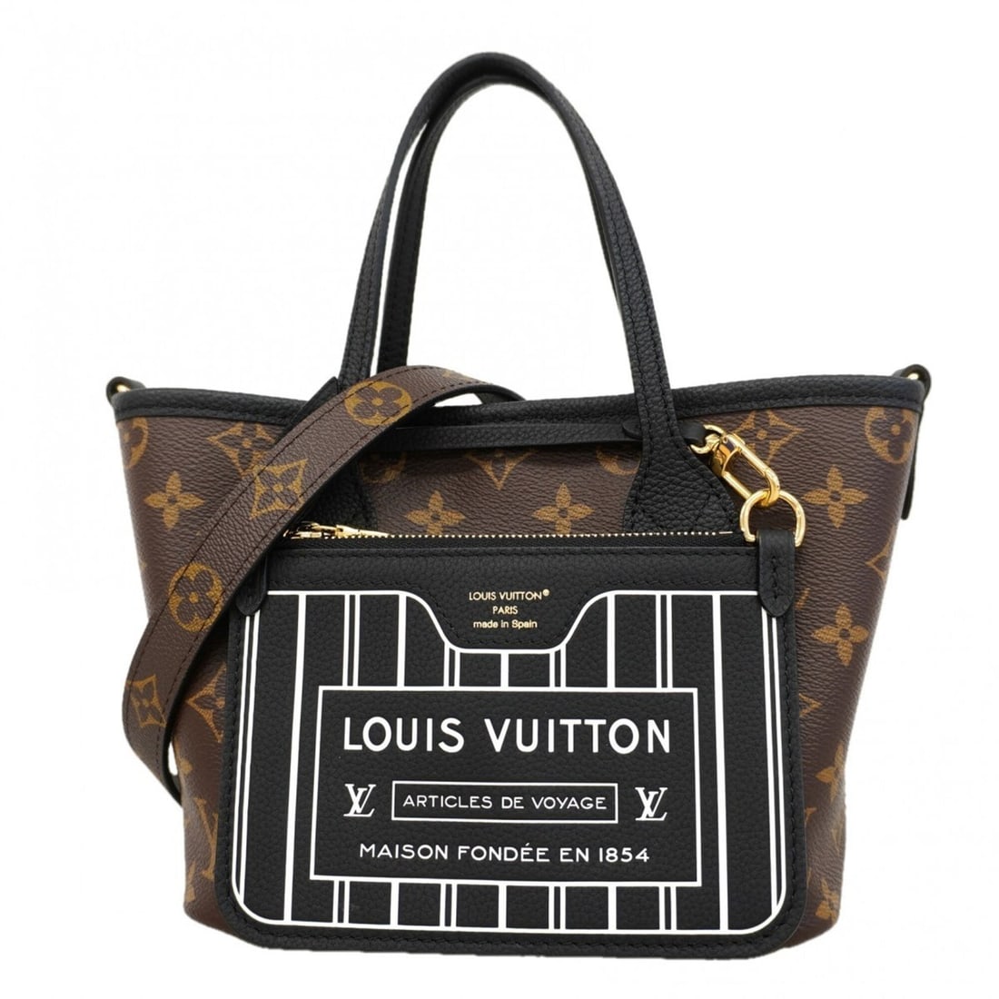Louis Vuitton Monogram Neverfull Inside Out BB Handbag M12099 Brown Noir 2-way Reversible Bag for: --- Catalog ---Category: SizeSize (HxWxD): 16.5cm x 18.5cm x 11.5cm / 6.49'' x 7.28'' x 4.52''Category: DesignType: HandbagColor: Brown, NoirGender: WomenCategory: GeneralMPN: M12099Brand: Louis Vuitt
