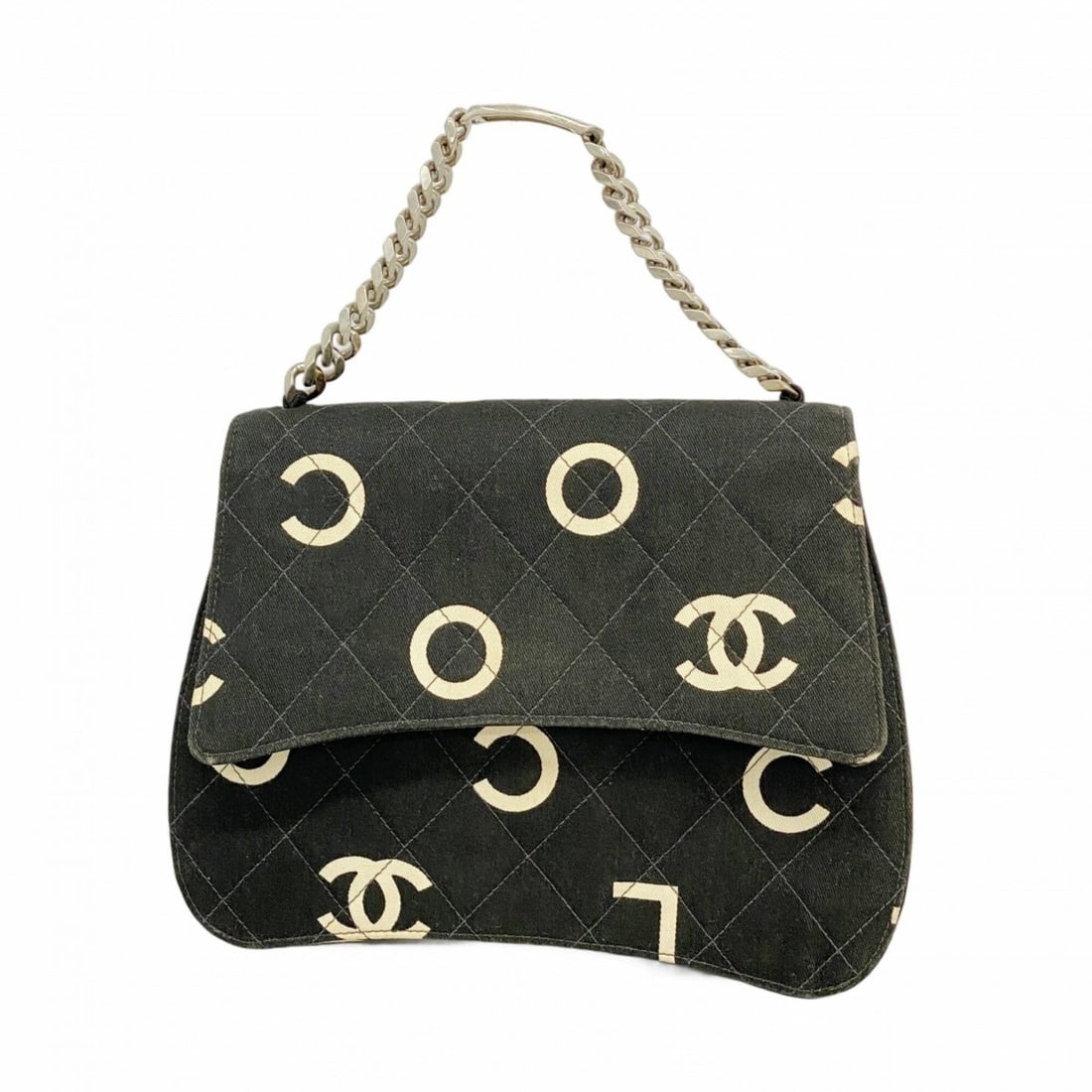 Chanel Canvas Handbag, Black and White, Women's: --- Catalog ---Category: SizeSize (HxWxD): 18.5cm x 24.5cm x 5.5cm / 7.28'' x 9.64'' x 2.16''Category: DesignType: HandbagColor: Black, WhiteGender: WomenMaterial: Canvas Hardware Color: SilverCategor