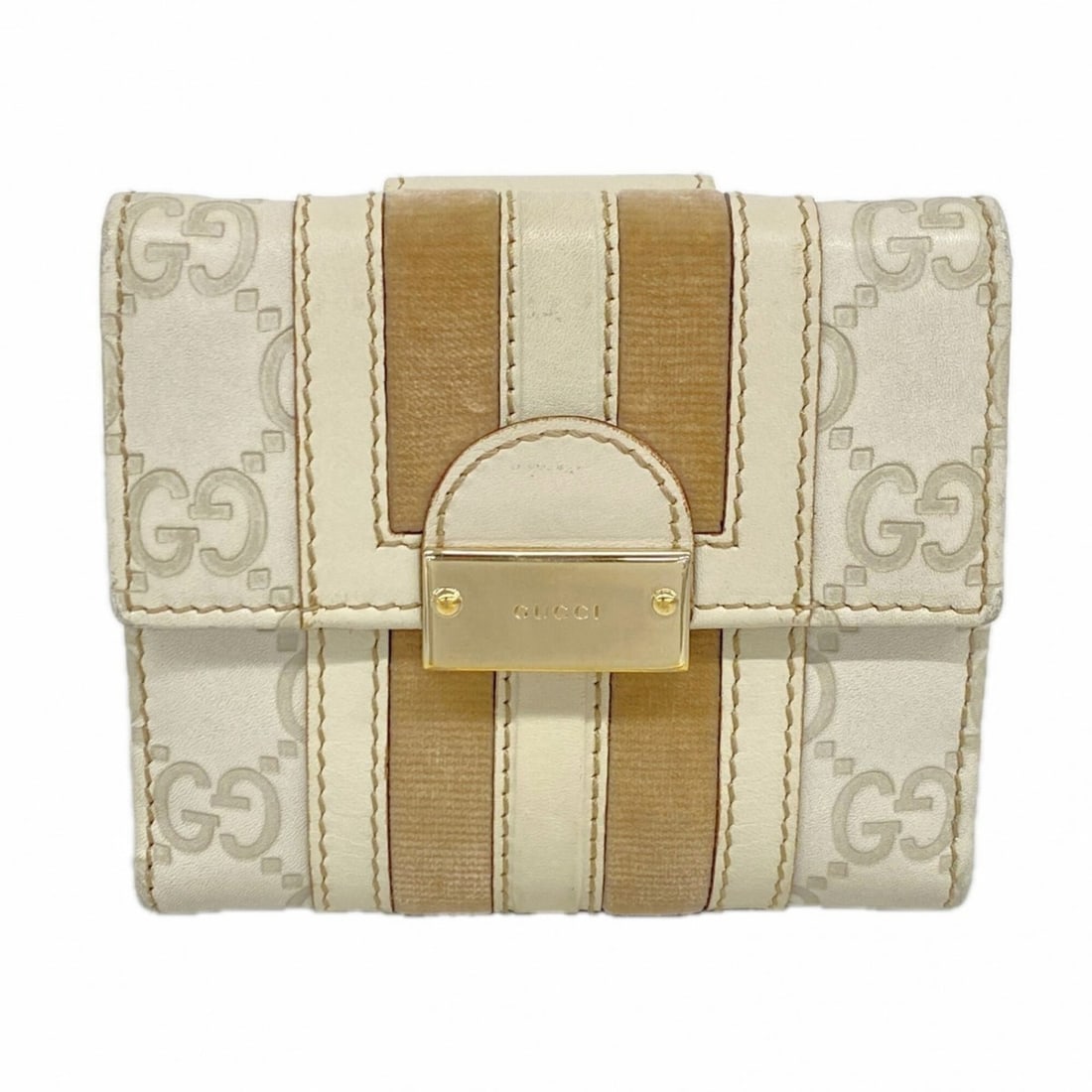 Gucci wallet, Guccissima pattern, 150672, leather, beige, women's.: --- Catalog ---Category: SizeSize (HxWxD): 9cm x 10.5cm x 2.5cm / 3.54'' x 4.13'' x 0.98''Category: DesignType: Wallet (bi-fold)Color: BeigeGender: WomenMaterial: Leather Category: GeneralMPN: 150672B