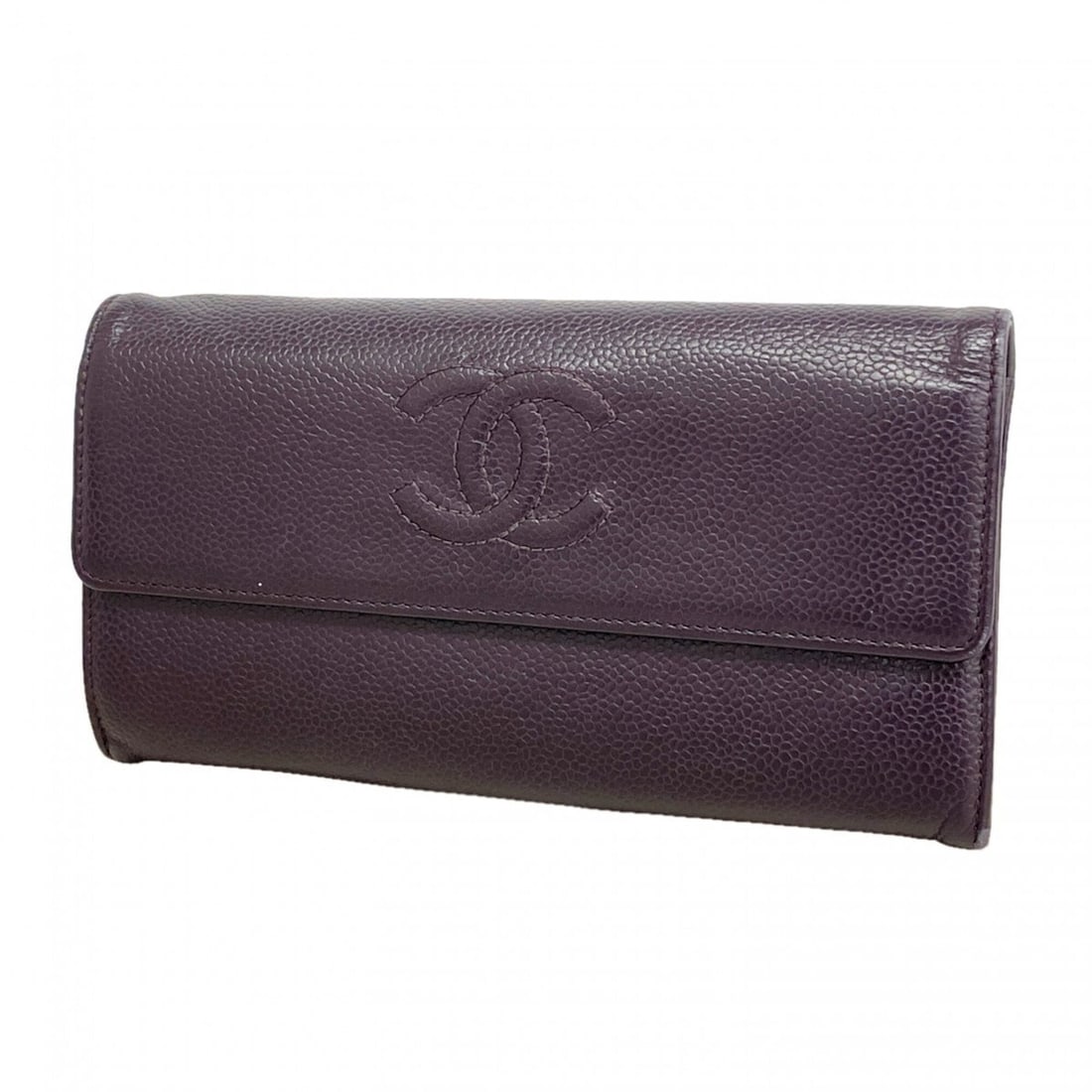Chanel Long Wallet, Caviar Leather, Purple, Women's: --- Catalog ---Category: SizeSize (HxWxD): 11cm x 19.5cm x 2cm / 4.33'' x 7.67'' x 0.78''Category: DesignType: Long wallet (bi-fold)Color: PurpleGender: WomenMaterial: Grained Calfskin Category: Gener