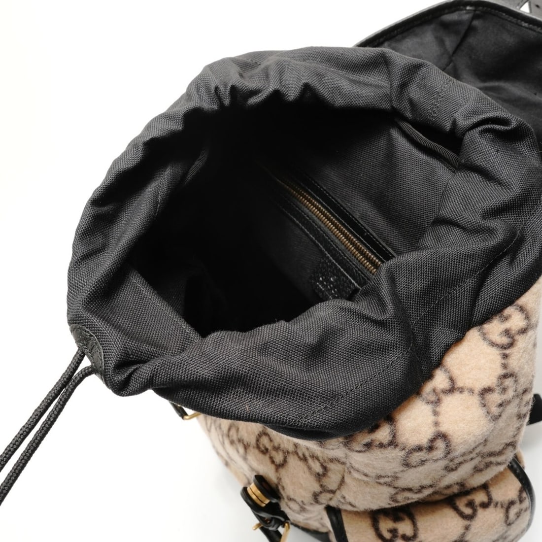 Gucci GG Wool Leather Backpack, Beige - 11