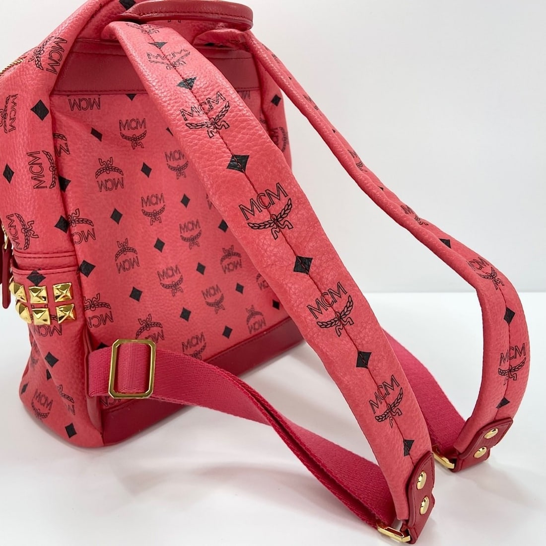 MCM Stark Side Studs Small Stud Backpack Red - 15