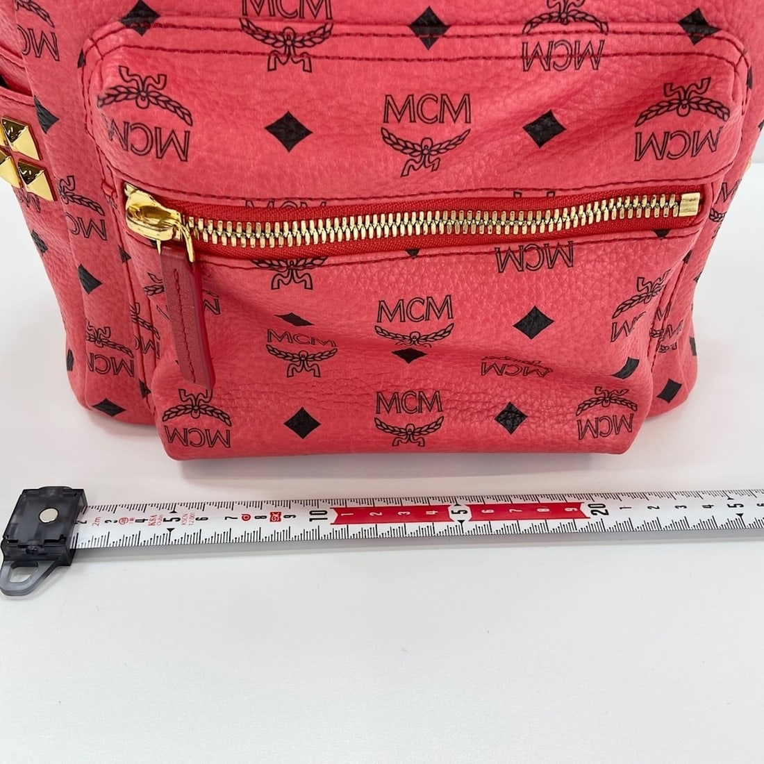 MCM Stark Side Studs Small Stud Backpack Red - 4