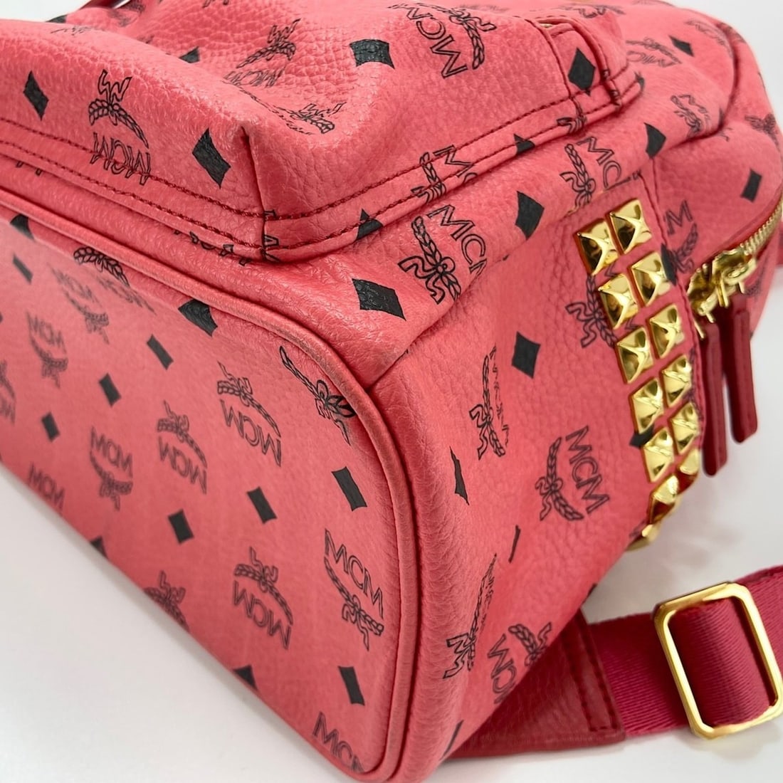 MCM Stark Side Studs Small Stud Backpack Red - 9