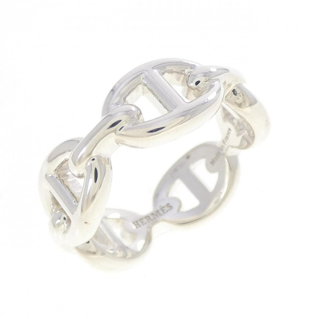Hermes Hermès Chaine d'Ancre Enchainée Ring: --- Catalog ---Category: SizeUS Size: 6.5Brand Size: 52Category: DesignType: Band ringGender: WomenMaterial: Silver 925Category: GeneralMPN: H109507BBrand: Hermes--- Item List ---Section:
