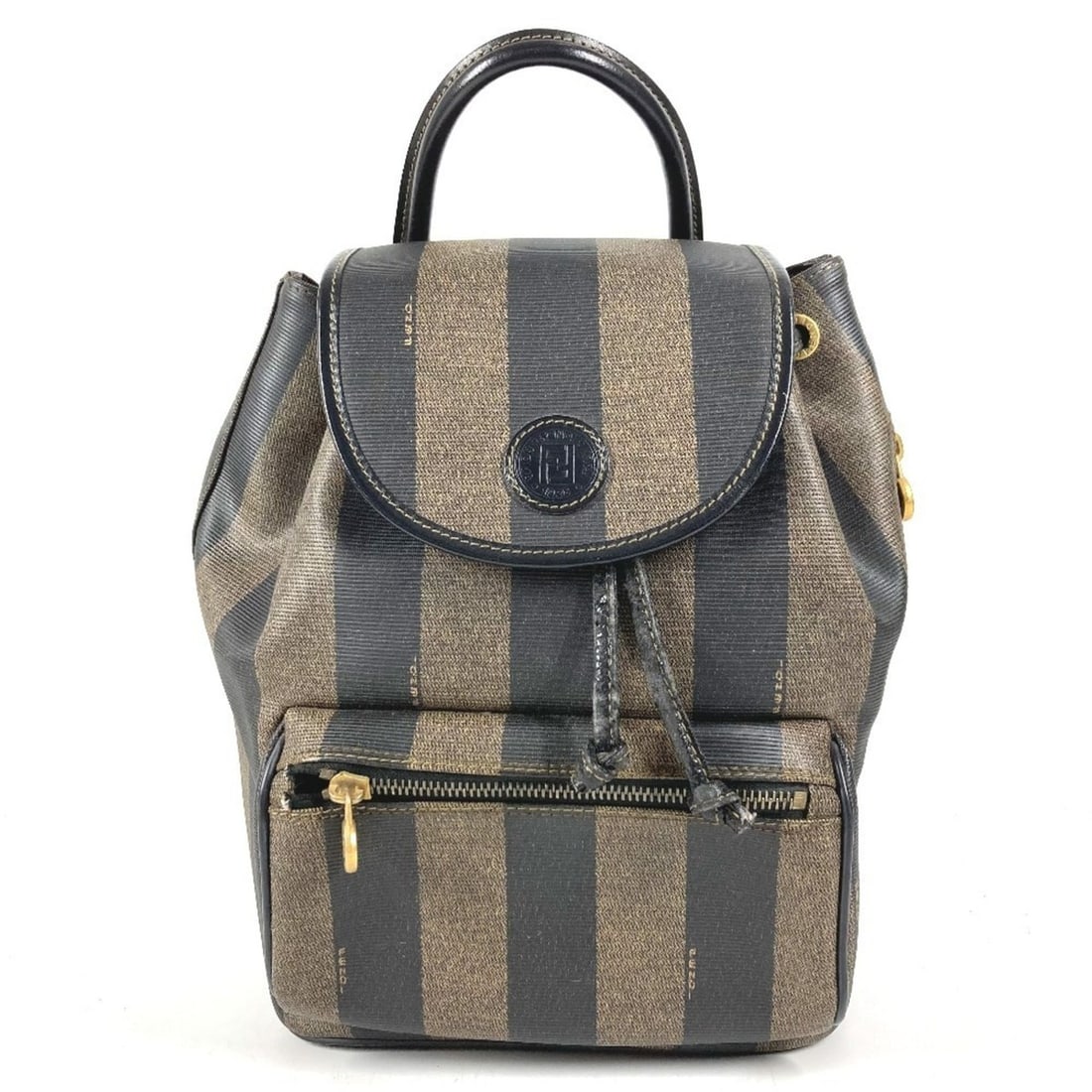 FENDI Vintage Pecan Logo Bag Backpack Rucksack Leather Men's Women's Khaki (1 of 16)