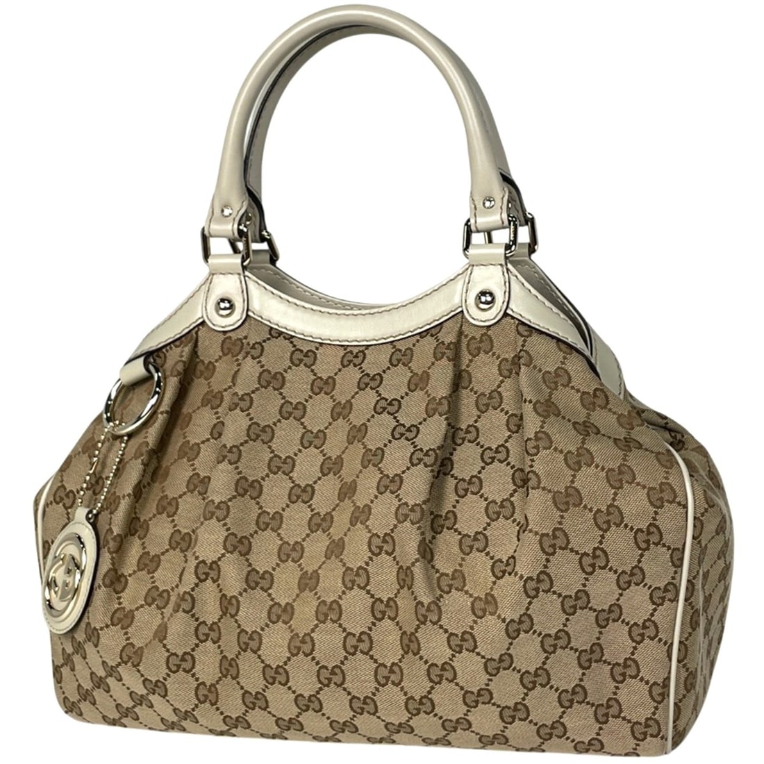 Gucci GG pattern Sukey handbag, canvas, beige, 211944, women's. (1 of 12)