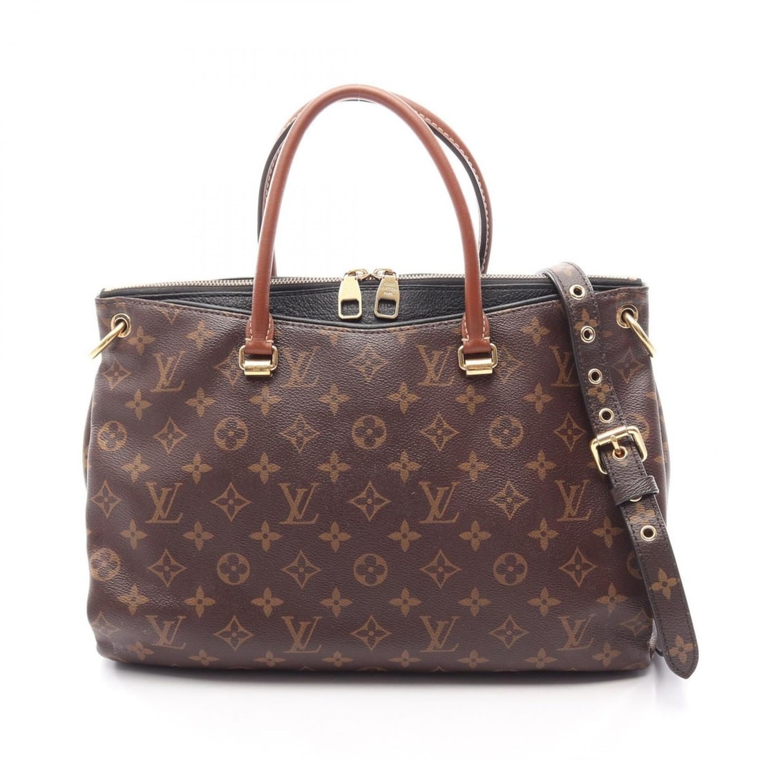Louis Vuitton Pallas Monogram Noir 2-Way Handbag, Coated Canvas Leather, Women's, Brown/Black,: --- Catalog ---Category: SizeSize (HxWxD): 25cm x 34cm x 13cm / 9.84'' x 13.38'' x 5.11''Category: DesignType: HandbagColor: Black, BrownGender: WomenMaterial: Coated canvas , Leather Category: Genera