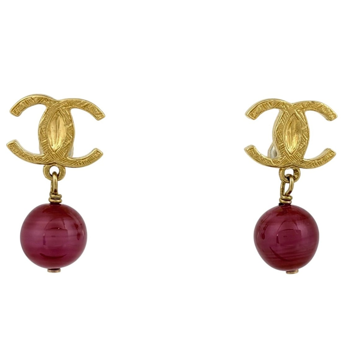 Chanel Coco Mark Color Stone Swing Earrings, Gripoix GP Gold Pink, Women's: --- Catalog ---Category: SizeStone Size (HxW): 19.00mm x 27.00mm / 0.75'' x 1.06''Category: DesignColor: Gold, PinkGender: WomenCategory: GeneralBrand: Chanel--- Item List ---Section: ConditionRanking