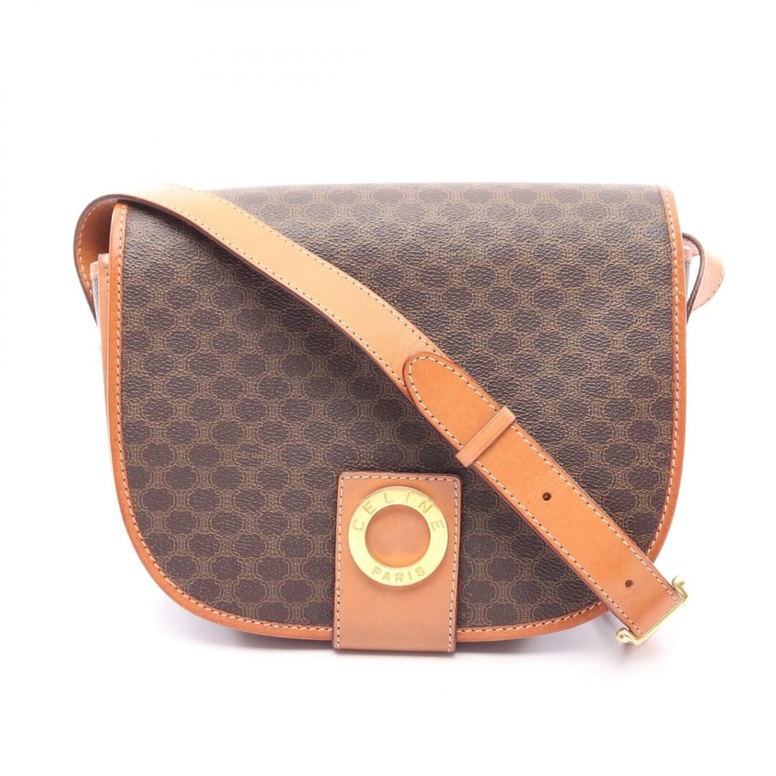 Celine Macadam Shoulder Bag/Handbag, Coated Canvas and Leather, Women's, Brown: --- Catalog ---Category: SizeSize (HxWxD): 19cm x 21cm x 7cm / 7.48'' x 8.26'' x 2.75''Category: DesignType: Handbag, Shoulder bagColor: BrownGender: WomenMaterial: Coated canvas , Leather Category: G