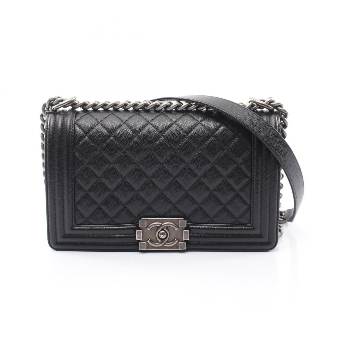 Chanel Boy Shoulder Bag/Handbag, Caviar Leather (Grained Calfskin), Women's, Black, A67086 (1 of 10)