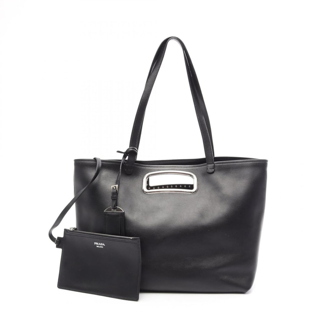 Prada PRADA 2-way tote bag/handbag, leather, women's, black: --- Catalog ---Category: SizeSize (HxWxD): 23cm x 33cm x 15cm / 9.05'' x 12.99'' x 5.9''Category: DesignType: Handbag, Pouch, Tote bagColor: BlackGender: WomenMaterial: Leather Category: GeneralBrand: