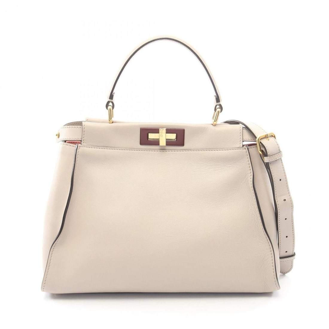 Fendi Peekaboo Regular 2-Way Handbag, Leather, Women's, Beige: --- Catalog ---Category: SizeSize (HxWxD): 24cm x 34cm x 13cm / 9.44'' x 13.38'' x 5.11''Category: DesignType: HandbagColor: BeigeGender: WomenMaterial: Leather Category: GeneralBrand: Fendi--- Item L