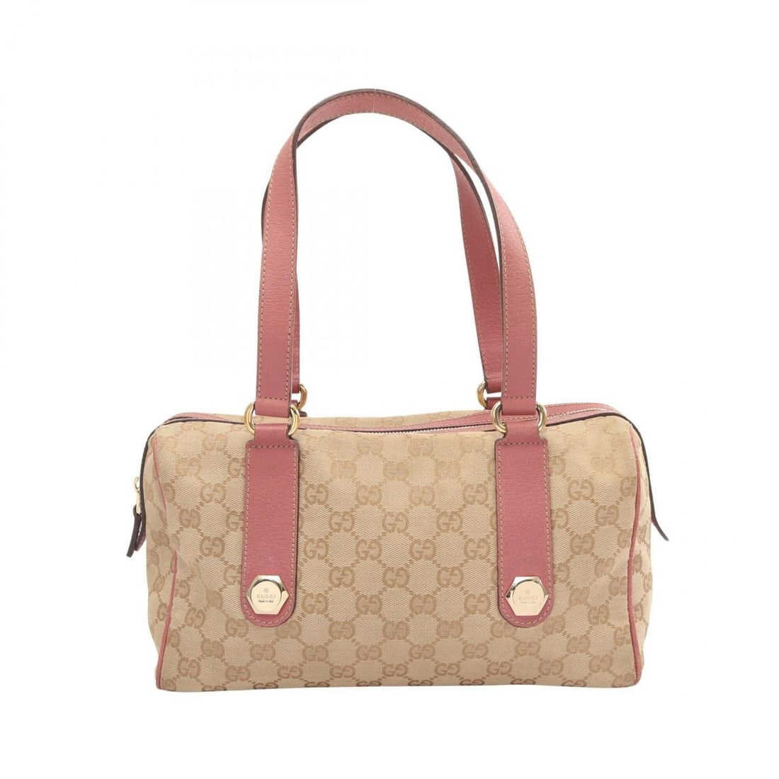 Gucci GG Canvas Handbag, and Leather, Women's, Beige/Pink, 152457: --- Catalog ---Category: SizeSize (HxWxD): 16cm x 29cm x 10cm / 6.29'' x 11.41'' x 3.93''Category: DesignType: HandbagColor: Beige, PinkGender: WomenMaterial: Canvas , Leather Category: GeneralMPN: 15