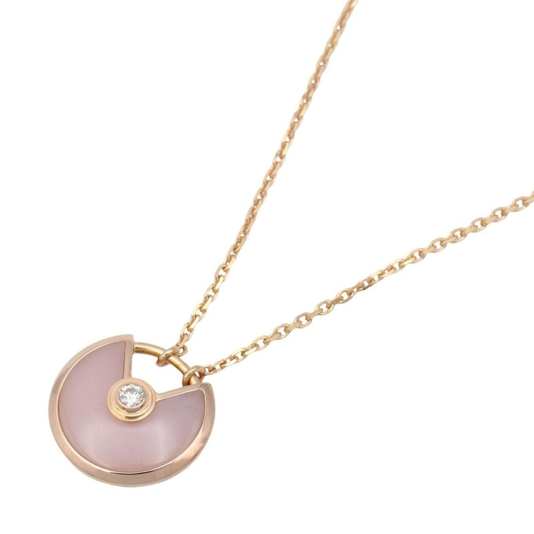 Cartier Amulette Pink Opal Necklace - 18K Gold (PG) with Diamonds Women's Pink/Clear/Gold Tones: --- Catalog ---Category: SizePendant Size: 12mm x 11.5mm / 0.47'' x 0.45''Neck Circumference: 38 cm - 41 cm / 14.96'' - 16.14''Category: DesignColor: Clear, Gold, PinkStone: Diamond, OpalGender: Women
