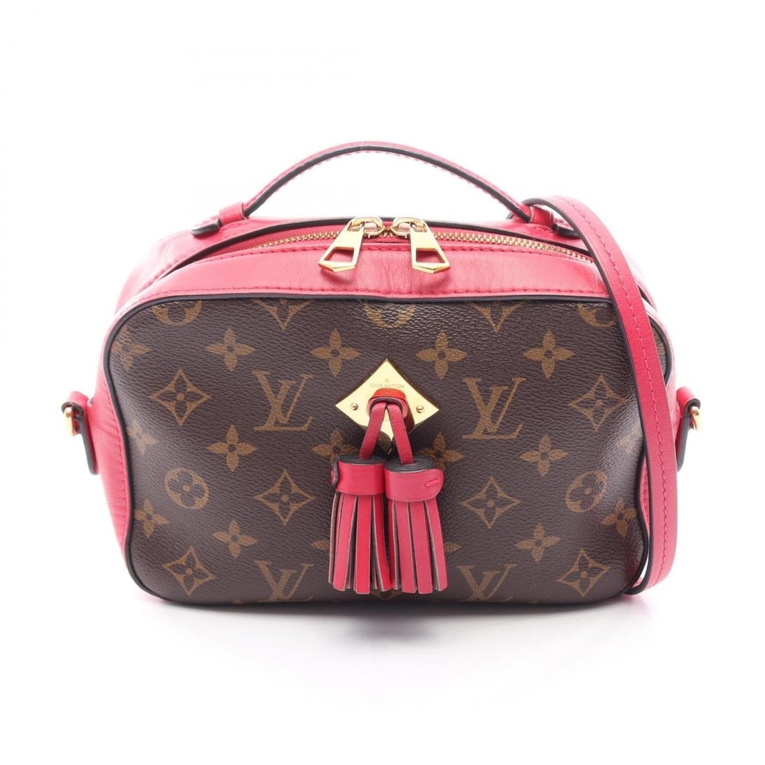 Louis Vuitton Saint-Onge Monogram Freesia 2-Way Shoulder Bag/Handbag, Coated Canvas and Leather,: --- Catalog ---Category: SizeSize (HxWxD): 14cm x 21.5cm x 7cm / 5.51'' x 8.46'' x 2.75''Category: DesignType: Handbag, Shoulder bagColor: Brown, Freesia, Monogram, PinkGender: WomenMaterial: Monogram