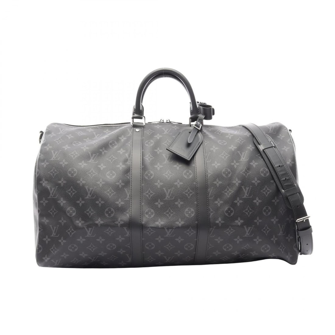 Louis Vuitton Keepall Bandoulière 55 Monogram Eclipse 2-Way Boston Bag/Handbag, Coated Canvas and: --- Catalog ---Category: SizeSize (HxWxD): 29cm x 55cm x 24cm / 11.41'' x 21.65'' x 9.44''Category: DesignType: Boston bag, HandbagColor: Black, Monogram EclipseGender: Men,WomenMaterial: Monogram Ecl