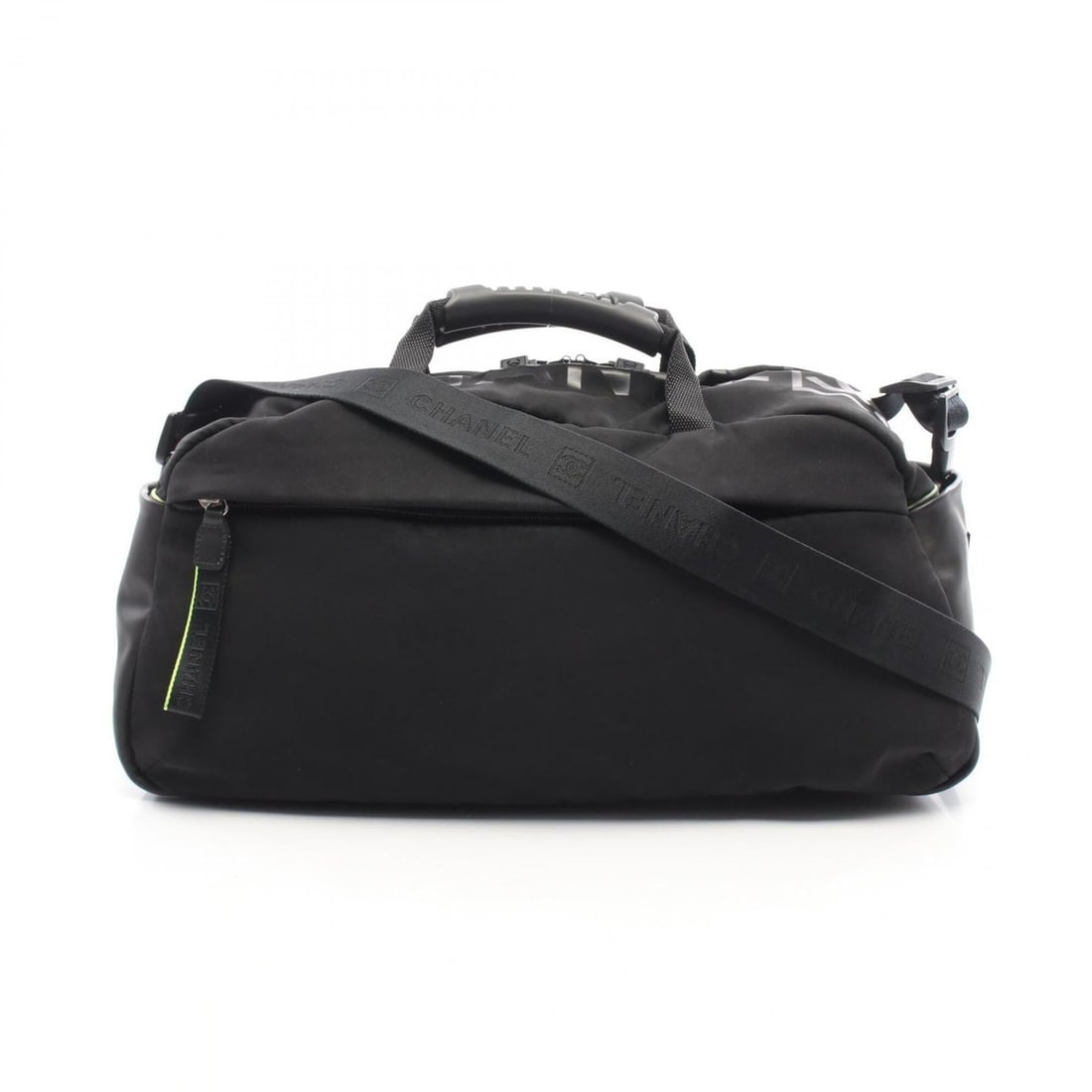 Chanel Sport Line 2-Way Boston Bag/Handbag, Nylon, Women's, Black: --- Catalog ---Category: SizeSize (HxWxD): 24cm x 49cm x 18.5cm / 9.44'' x 19.29'' x 7.28''Category: DesignType: Boston bag, HandbagColor: BlackGender: WomenMaterial: Nylon Hardware Color: SilverCateg
