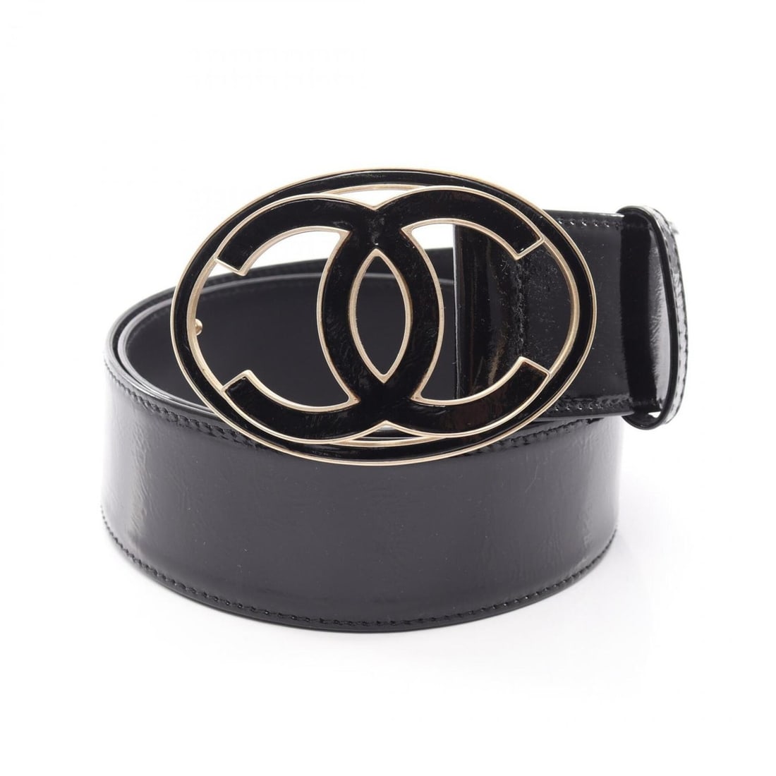Chanel Coco Mark Belt, Patent Leather, Women's, Black: --- Catalog ---Category: SizeLength: 80cm - 90cm / 31.49'' - 35.43''Category: DesignType: Standard beltColor: BlackGender: WomenLeather/Fur Type: Patent leatherMaterial (Strap): Leather Category: Gene
