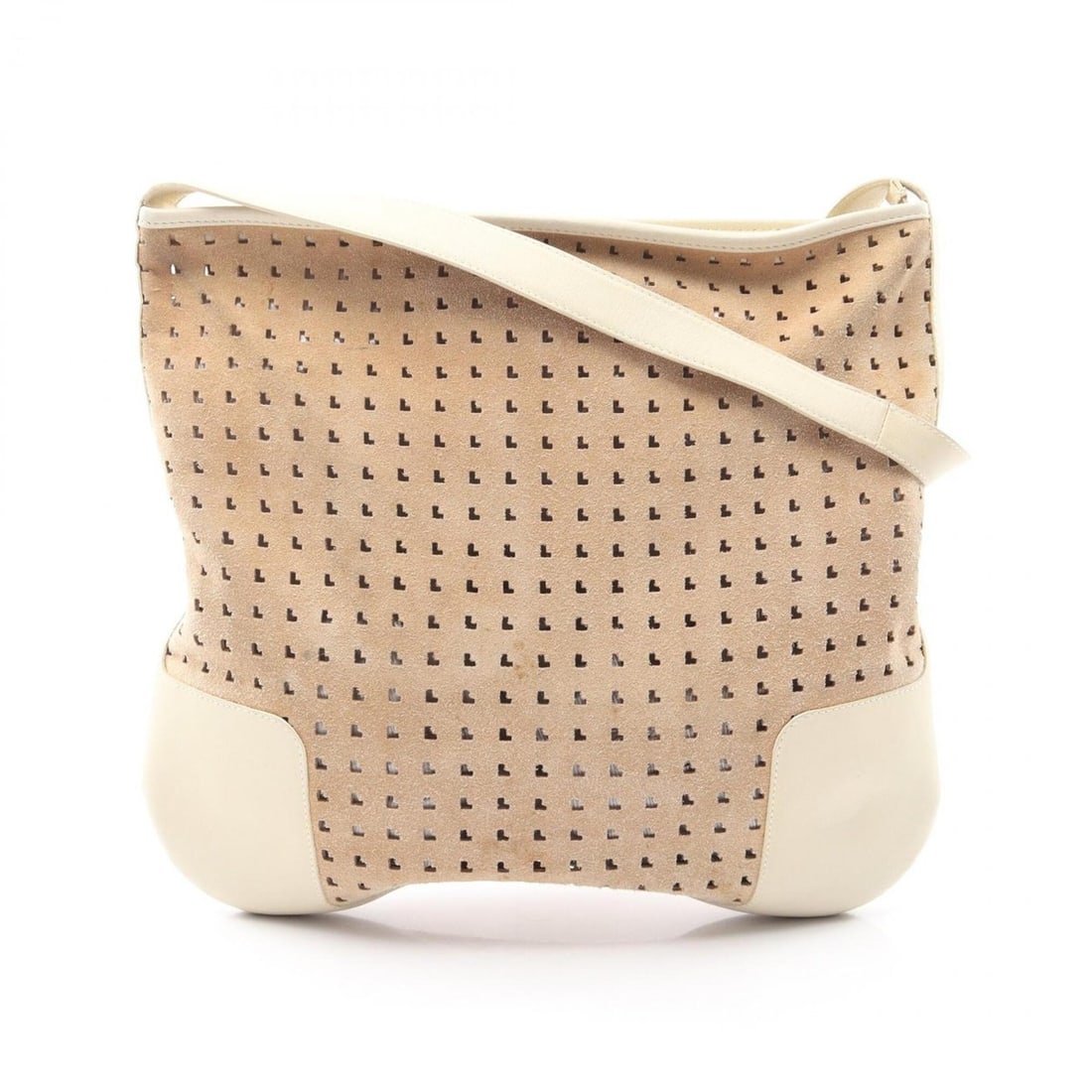 Loewe LOEWE Perforated Shoulder Bag Handbag Suede Leather Women's Beige/Ivory: --- Catalog ---Category: SizeSize (HxWxD): 31cm x 35cm x 4cm / 12.2'' x 13.77'' x 1.57''Category: DesignType: Shoulder bagColor: Beige, IvoryGender: WomenMaterial: Suede , Leather Category: GeneralBra
