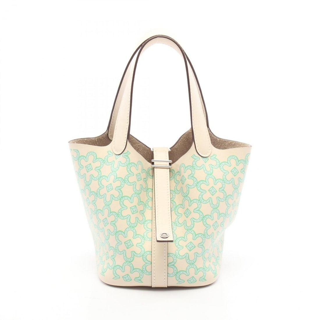 Hermes Picotin Lock Micro Lucky Daisy Nata Vert Handbag, made of Veau Swift leather, for women, in (1 of 9)