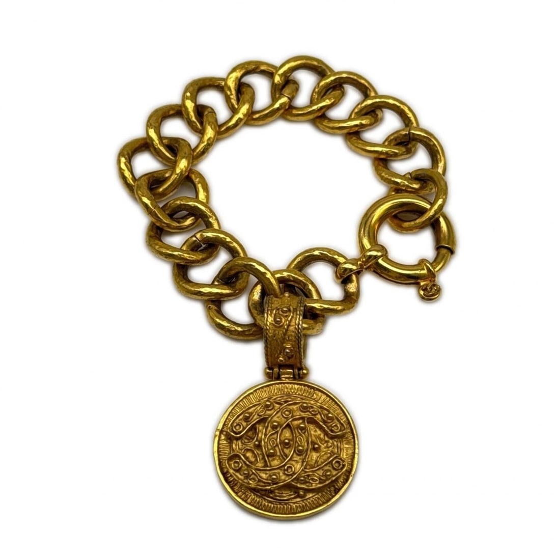CHANEL Coco Mark Coin Charm Bracelet GP - Gold Women's: --- Catalog ---Category: SizeWidth: 1.5cm / 0.59''Weight: 67g / 2.36oz.Total Length: 19cm / 7.48''Category: DesignType: Charm braceletColor: GoldFinish: Gold platedGender: WomenCategory: GeneralBrand: