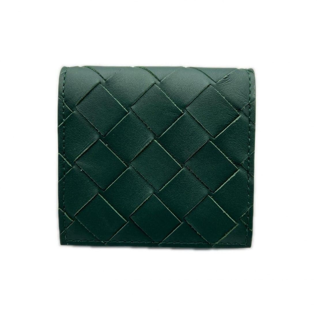 BOTTEGA VENETA Intrecciato Folding Wallet/Coin Case 596579 Green Calf Leather Men's: --- Catalog ---Category: SizeSize (HxWxD): 8cm x 8cm x 2cm / 3.14'' x 3.14'' x 0.78''Category: DesignType: Coin purse/coin caseColor: GreenGender: MenMaterial: Leather Leather/Fur Type: CalfskinCatego