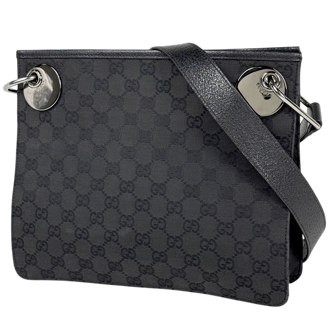 Gucci GG pattern shoulder bag, canvas, black, 120841, women's.: --- Catalog ---Category: SizeSize (HxWxD): 23cm x 27cm x 7cm / 9.05'' x 10.62'' x 2.75''Category: DesignType: Shoulder bagColor: BlackGender: WomenMaterial: GG canvas , Leather Category: GeneralLine: 