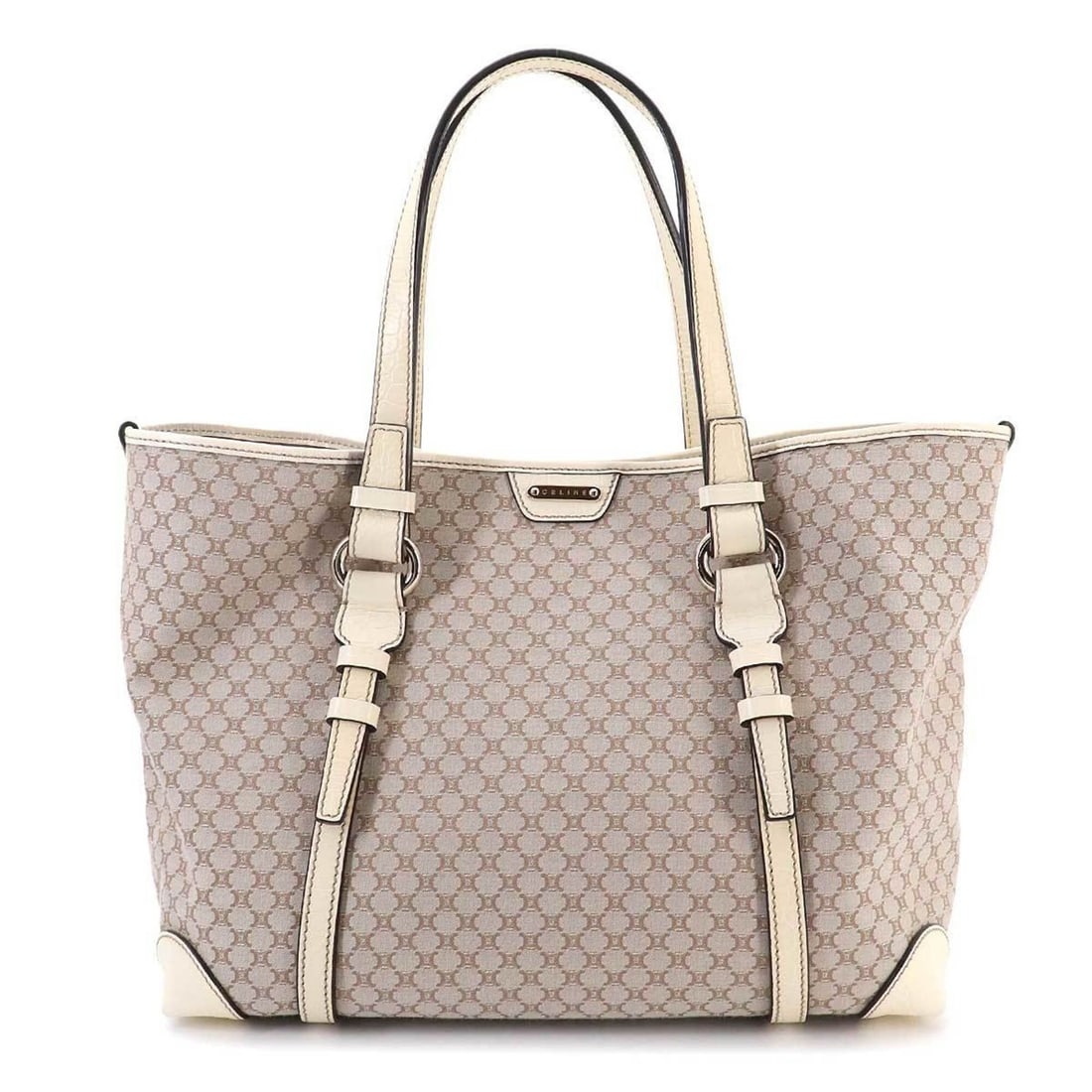 Celine Macadam Tote Handbag, Canvas and Leather, Beige, White, Gold Hardware.: --- Catalog ---Category: SizeSize (HxWxD): 27cm x 35cm x 15cm / 10.62'' x 13.77'' x 5.9''Category: DesignType: Handbag, Tote bagColor: Beige, WhiteGender: WomenMaterial: Canvas Category: GeneralBrand: