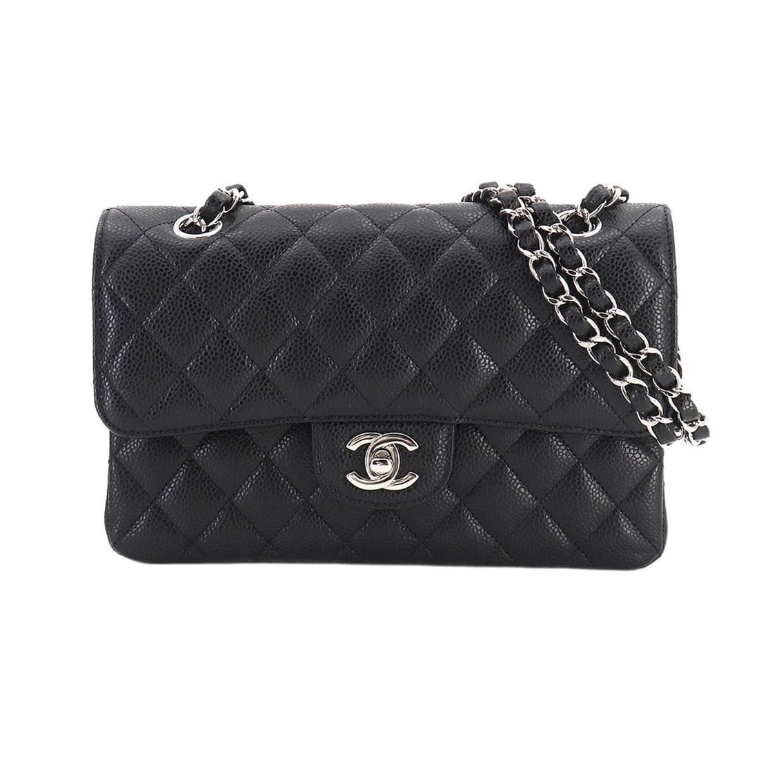 Chanel Matelasse 23 Chain Shoulder Handbag, Caviar Leather, Black, A01113, Silver Hardware (1 of 10)
