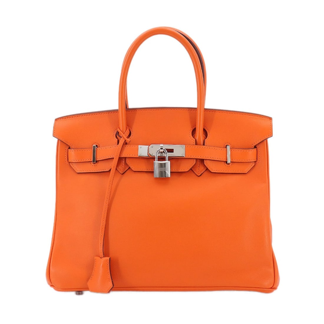 Hermes Birkin 30 Swift leather, orange, handbag, silver hardware, ?J stamp.: --- Catalog ---Category: SizeSize (HxWxD): 24cm x 29.5cm x 14.5cm / 9.44'' x 11.61'' x 5.7''Category: DesignType: HandbagColor: OrangeGender: WomenMaterial: Swift leather Category: GeneralBrand: Herme
