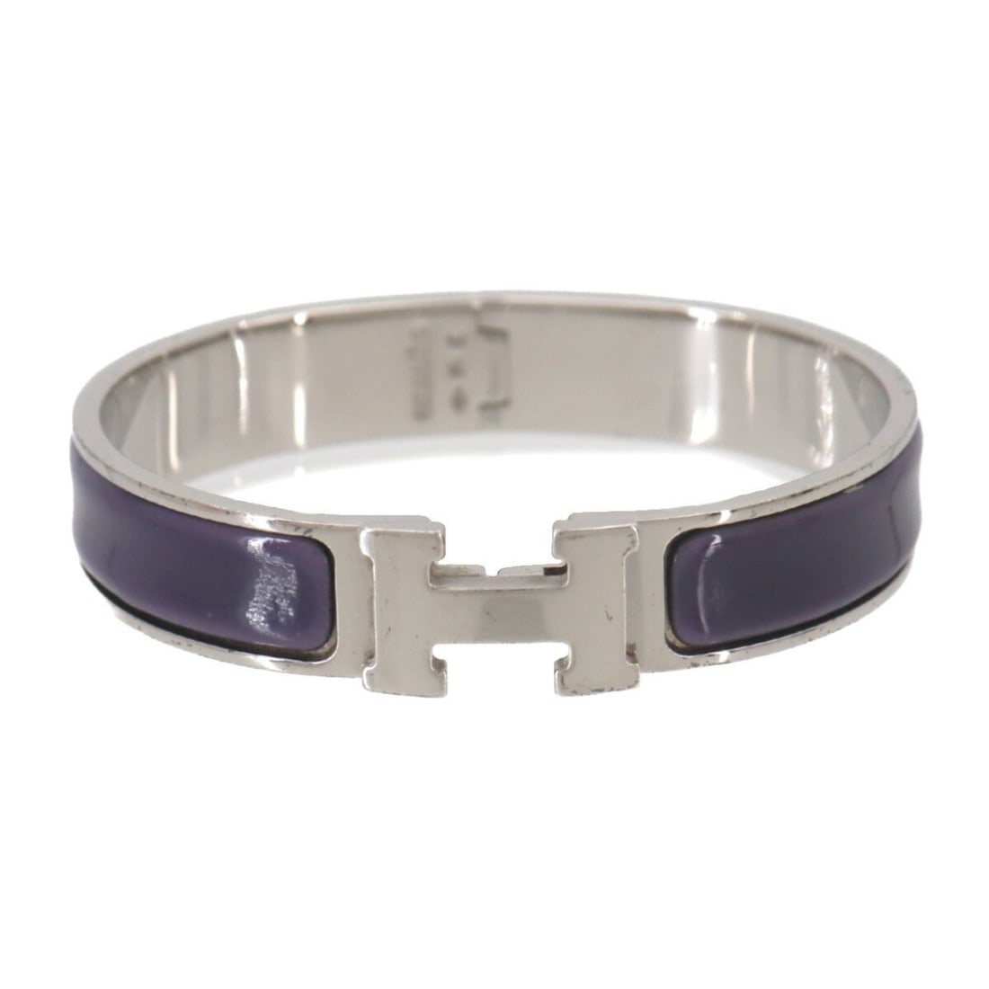 Hermes Clic H PM Bangle, Purple, Silver: --- Catalog ---Category: SizeLength: 16cm / 6.29''Category: DesignType: BangleColor: Purple, SilverGender: WomenCategory: GeneralBrand: Hermes--- Item List ---Section: ConditionRanking: Rank S Used - 