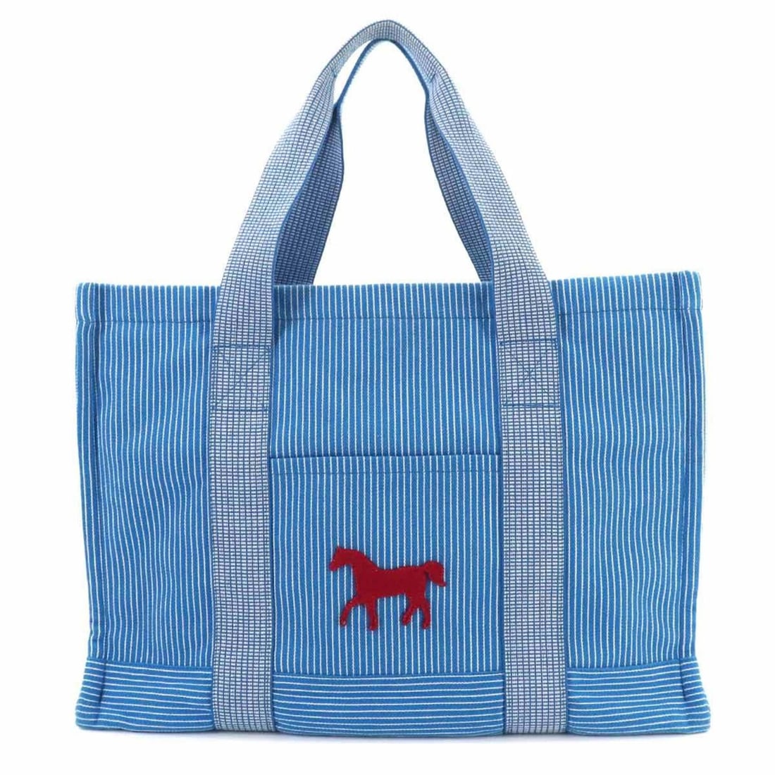Hermes Caval Tote Handbag, Cotton Canvas, Blue, Silver Hardware, Stripe Horse Design, Cheval,: --- Catalog ---Category: SizeSize (HxWxD): 29cm x 41cm x 18.5cm / 11.41'' x 16.14'' x 7.28''Category: DesignType: Handbag, Tote bagColor: Blue, WhiteGender: WomenMaterial: Cotton canvas Category: Gene
