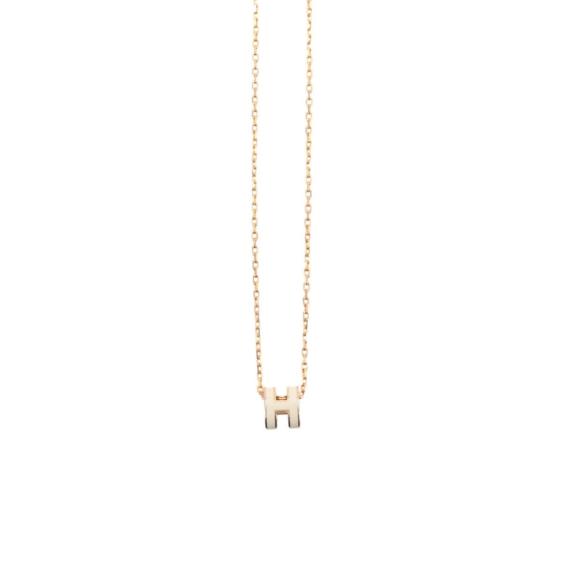 Hermes Mini Pop H Necklace, White Gold: --- Catalog ---Category: SizePendant Size: 9mm x 7mm / 0.35'' x 0.27''Neck Circumference: 40 cm / 15.74''Category: DesignColor: Gold, WhiteGender: WomenNecklace Type: NecklaceCategory: GeneralBrand: H