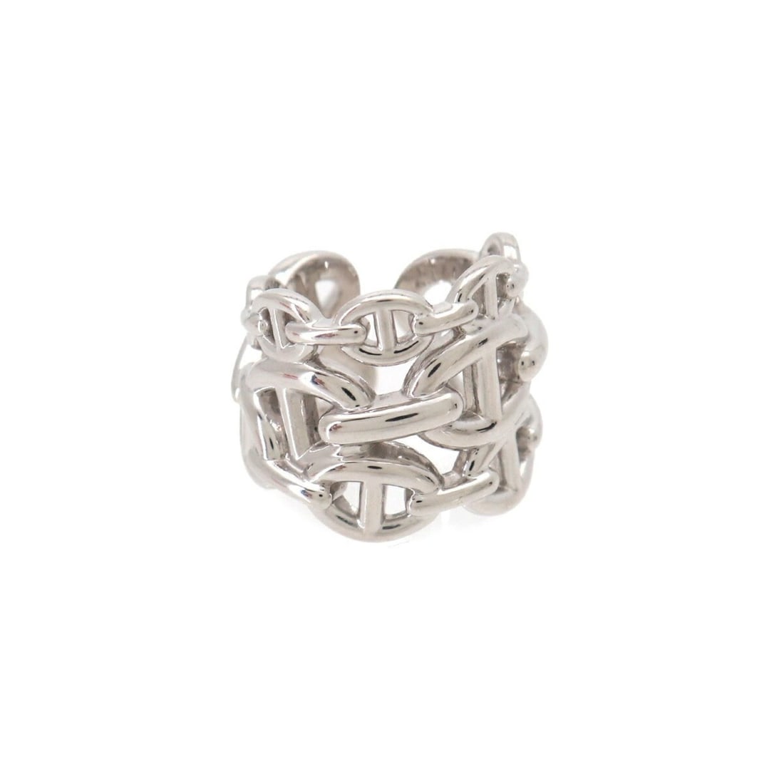 Hermes Chaine d'Ancre Enchainee GM #49 Ring, SV 925 Silver.: --- Catalog ---Category: SizeUS Size: 5Brand Size: 49Category: DesignType: Band ringColor: SilverGender: WomenMaterial: Silver 925Category: GeneralBrand: Hermes--- Item List ---Section: ConditionRanki