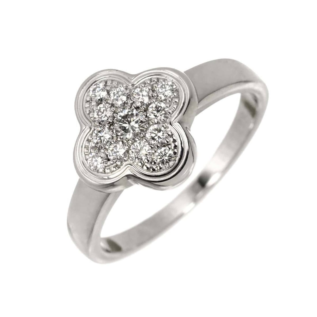 Van Cleef & Arpels Pure Alhambra #51 Ring with Diamonds, 18K White Gold 750: --- Catalog ---Category: SizeUS Size: 6Brand Size: 51Category: DesignType: Band ringGender: WomenMaterial: White gold (18K)Category: GeneralBrand: Van Cleef & Arpels--- Item List ---Section: Condition