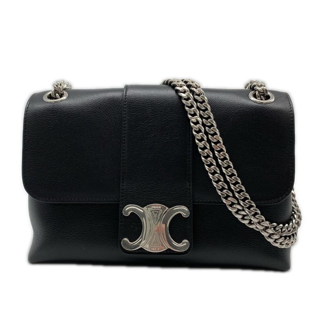 CELINE Calfskin Medium Victoire 115853 Shoulder Bag, Black Calf Leather, Women's: --- Catalog ---Category: SizeSize (HxWxD): 16cm x 24.5cm x 7.5cm / 6.29'' x 9.64'' x 2.95''Strap Length: 112cm / 44.09''Category: DesignType: Shoulder bagColor: BlackGender: WomenMaterial: Leather Lea