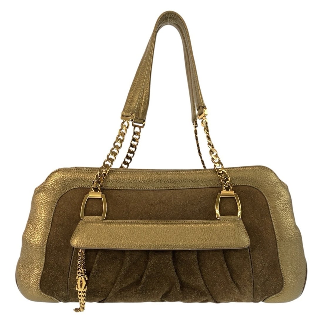 CARTIER La Dona Gold Brown Suede Leather Chain Shoulder Bag for Women: --- Catalog ---Category: SizeSize (HxWxD): 19cm x 41cm x 12cm / 7.48'' x 16.14'' x 4.72''Category: DesignType: Shoulder bagColor: Brown, GoldGender: WomenMaterial: Suede , Leather Category: GeneralBra