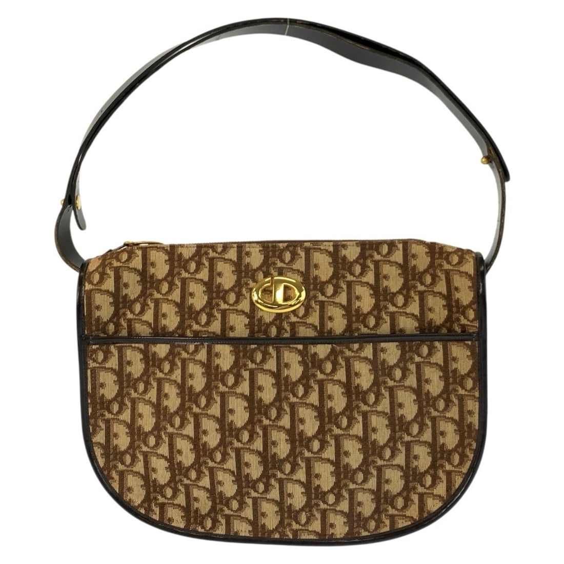 Christian Dior Vintage Trotter CD Logo Brown Gold Hardware Canvas Leather Handbag for Women: --- Catalog ---Category: SizeSize (HxWxD): 19cm x 26cm x 7cm / 7.48'' x 10.23'' x 2.75''Category: DesignType: HandbagColor: BrownGender: WomenMaterial: Canvas , Leather Category: GeneralBrand: Christi
