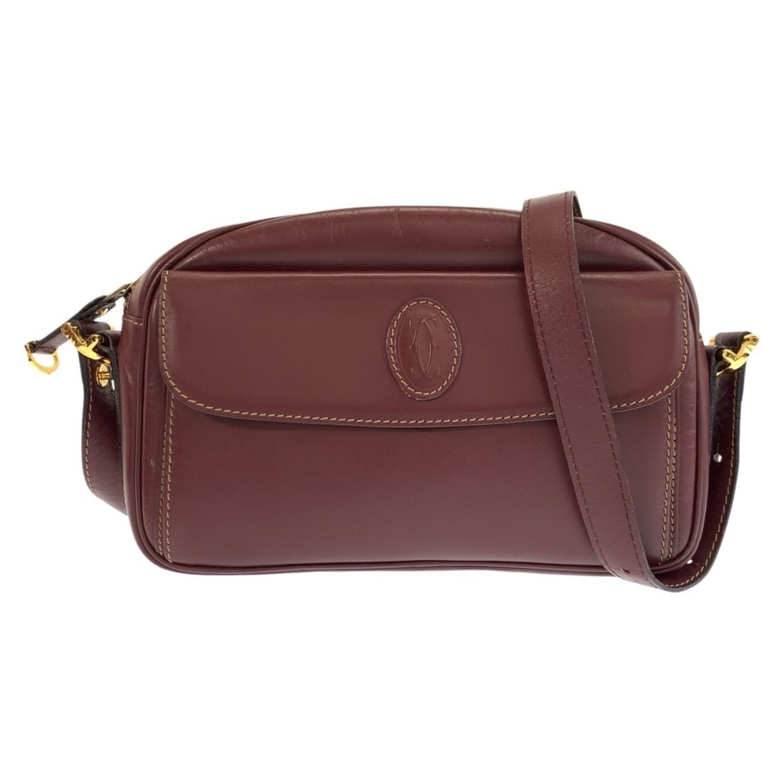 CARTIER Cartier Must Line Bordeaux Gold Hardware Leather Shoulder Bag for Women: --- Catalog ---Category: SizeSize (HxWxD): 15cm x 23cm x 4.5cm / 5.9'' x 9.05'' x 1.77''Category: DesignType: Shoulder bagColor: BordeauxGender: WomenMaterial: Leather Category: GeneralBrand: CartierC