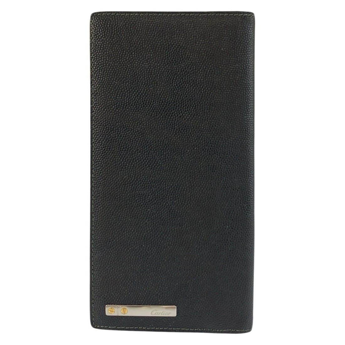 CARTIER Cartier Santos Black Leather Long Wallet Billfold for Men: --- Catalog ---Category: SizeSize (HxWxD): 18cm x 9.5cm x 1cm / 7.08'' x 3.74'' x 0.39''Category: DesignType: Long wallet (bi-fold)Color: BlackGender: MenMaterial: Leather Category: GeneralBrand: Cart