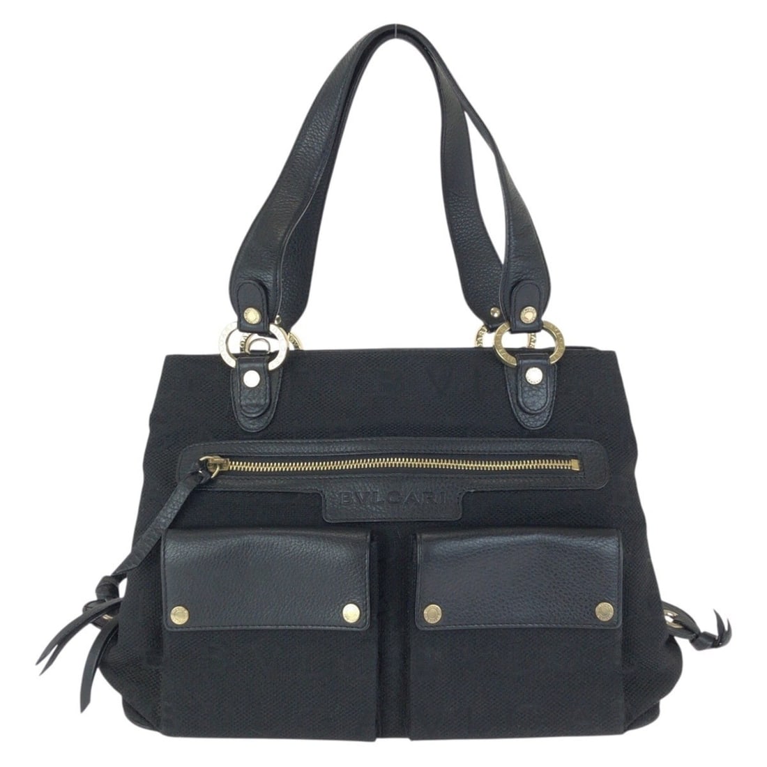 BVLGARI Logomania Maxi Letter Black Canvas Leather Tote Bag Handbag for Women: --- Catalog ---Category: SizeSize (HxWxD): 23cm x 32cm x 11cm / 9.05'' x 12.59'' x 4.33''Category: DesignType: Handbag, Tote bagColor: BlackGender: WomenMaterial: Canvas , Leather Category: GeneralBra