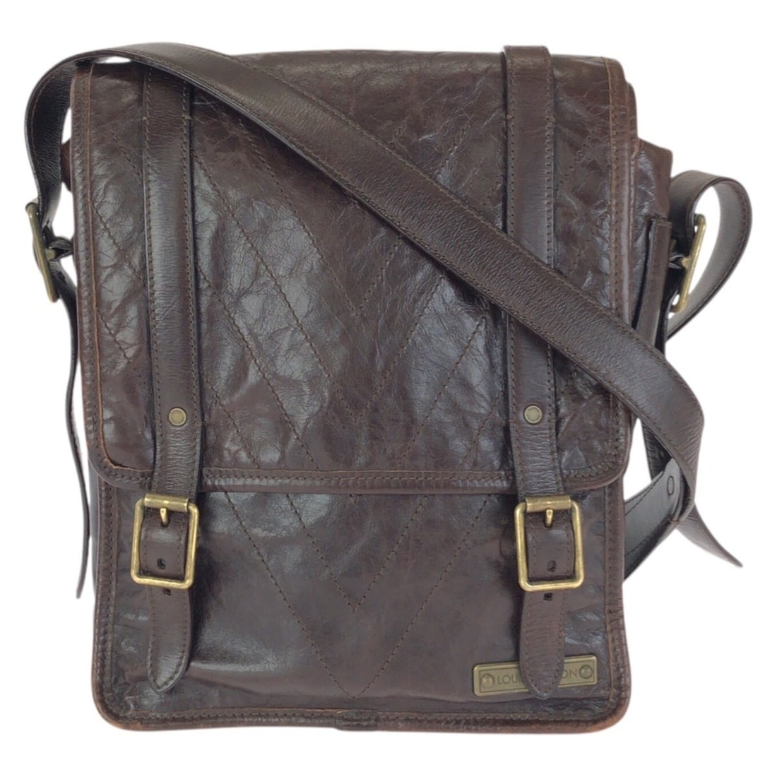 LOUIS VUITTON Cuir Soana Trotteur Brown Leather Shoulder Bag with Gold Hardware M95688 (Women's): --- Catalog ---Category: SizeSize (HxWxD): 27cm x 21cm x 9.5cm / 10.62'' x 8.26'' x 3.74''Category: DesignType: Messenger bag, Shoulder bagColor: BrownGender: Men,WomenMaterial: Leather Category: Gene