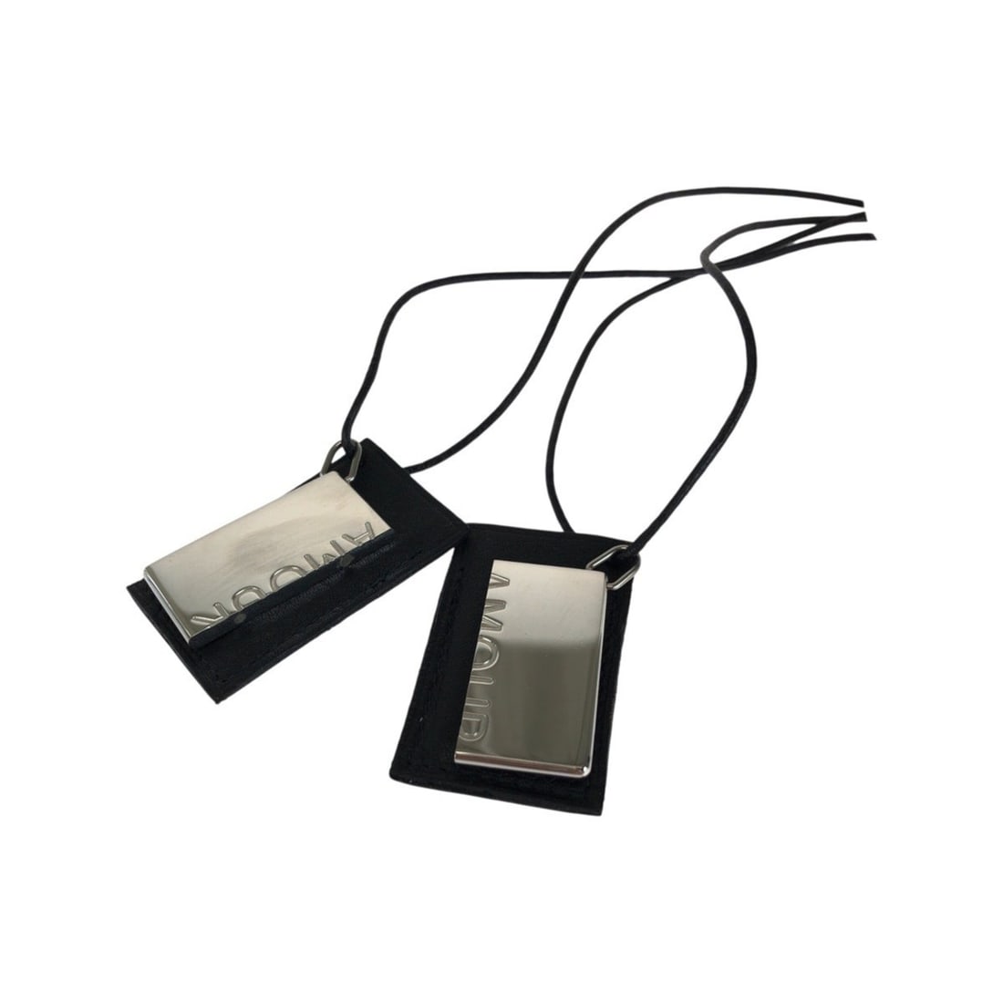 HERMES Hermes Symbol Silver Black Metal Leather Necklace Unisex Women's: --- Catalog ---Category: SizePendant Size: 40mm x 20mm / 1.57'' x 0.78''Neck Circumference: 45 cm / 17.71''Category: DesignColor: Black, SilverGender: Women,MenMaterial: Leather, MetalNecklace Type: N