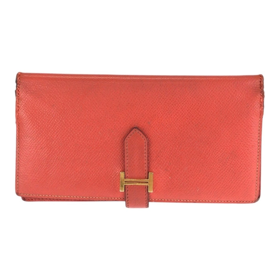 HERMES Bearn Soufflé Orange Field Gold Hardware Veau Epsom Long Wallet T Stamp Women's: --- Catalog ---Category: SizeSize (HxWxD): 9cm x 17cm x 1.5cm / 3.54'' x 6.69'' x 0.59''Category: DesignType: Long wallet (bi-fold)Color: OrangeGender: WomenMaterial: Epsom leather Category: GeneralBr