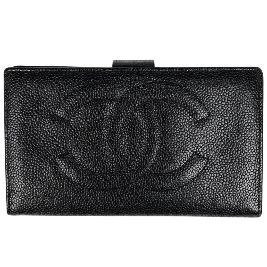Chanel CHANEL Coco Mark Bi-fold Long Wallet, Clasp Closure, Caviar Leather, Black, A13498, Women's: --- Catalog ---Category: SizeSize (HxWxD): 10.5cm x 17.5cm x 1.5cm / 4.13'' x 6.88'' x 0.59''Category: DesignType: Long wallet (bi-fold)Color: BlackGender: WomenMaterial: Grained Calfskin Category: Ge