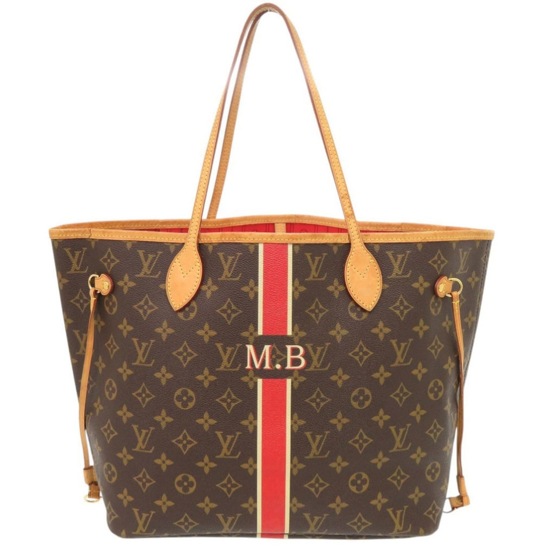 Louis Vuitton Neverfull MM Monogram Red Tote Bag LV 0552 LOUIS VUITTON: --- Catalog ---Category: SizeSize (HxWxD): 28cm x 31cm x 15cm / 11.02'' x 12.2'' x 5.9''Category: DesignType: Tote bagColor: Brown, Monogram, Red colorGender: WomenMaterial: Monogram Category: General