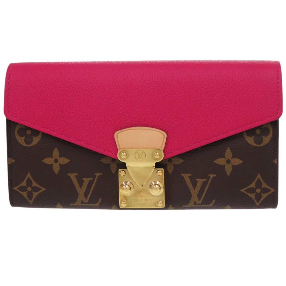Louis Vuitton Portefeuille Pallas Monogram M64352 Canvas Brown Pink Long Wallet LV 0980 LOUIS: --- Catalog ---Category: SizeSize (HxWxD): 10.5cm x 19cm x 3cm / 4.13'' x 7.48'' x 1.18''Category: DesignType: Long wallet (bi-fold)Color: Brown, Monogram, PinkGender: WomenMaterial: Monogram Category