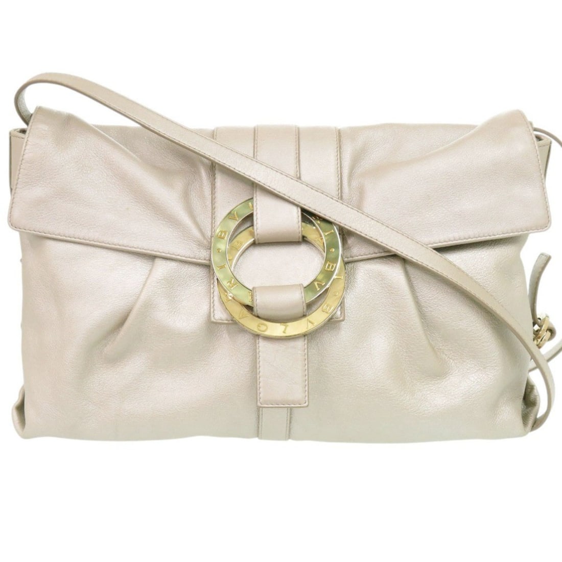 Bulgari Chandra Leather Silver Gray Shoulder Bag 0011BVLGARI: --- Catalog ---Category: SizeSize (HxWxD): 26cm x 34cm x 7cm / 10.23'' x 13.38'' x 2.75''Category: DesignType: Shoulder bagColor: Silver grayGender: WomenMaterial: Leather Category: GeneralBrand: Bvlg