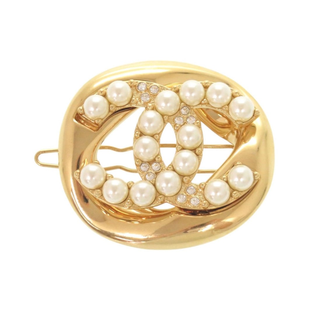 Chanel Coco Mark Metal Rhinestone Faux Pearl Gold Hair Clip Accessory 1567CHANEL: --- Catalog ---Category: DesignType: Hair clipColor: GoldGender: WomenMaterial: Artificial pearl, Metal, RhinestoneCategory: GeneralBrand: ChanelCountry of Origin: Italy--- Item List ---Section: Condi
